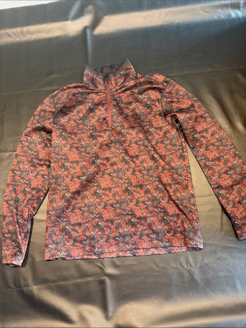 Robert Graham Black and Burgundy Floral Half-Zip pullover